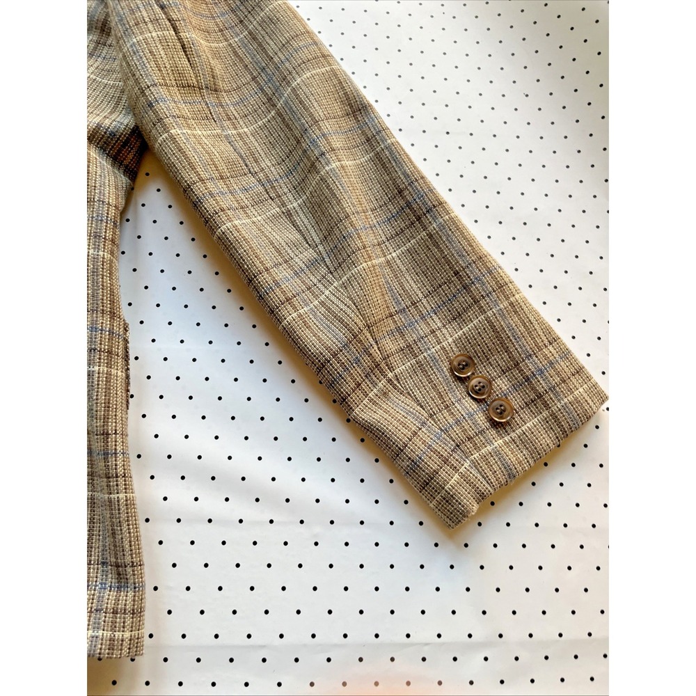 Vintage Country Suburbans Plaid Blazer Womens 16 Brown Tan Academia Jacket - Picture 10 of 11